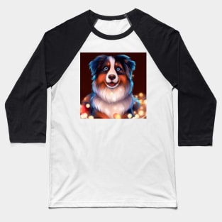 Cute Australian Shepherd Drawing Baseball T-Shirt